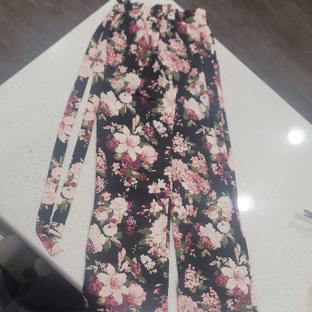 Floral Black Girls Pants